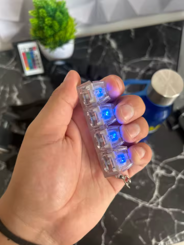 Customer photo: Nooda held in hand with LEDs on