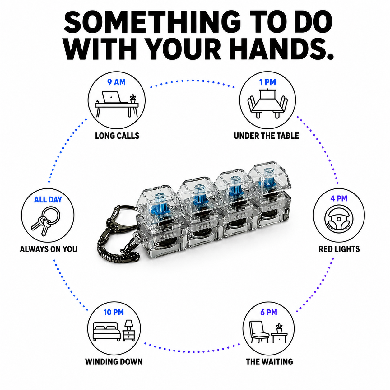 Nooda — Mechanical Key Fidget Keychain with LED